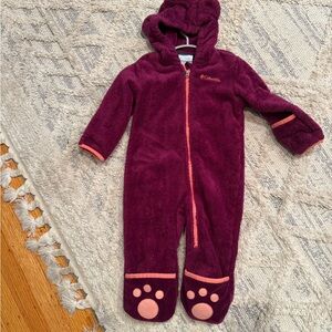 Columbia Purple Fleece One Piece Baby Bunting 12-18 months